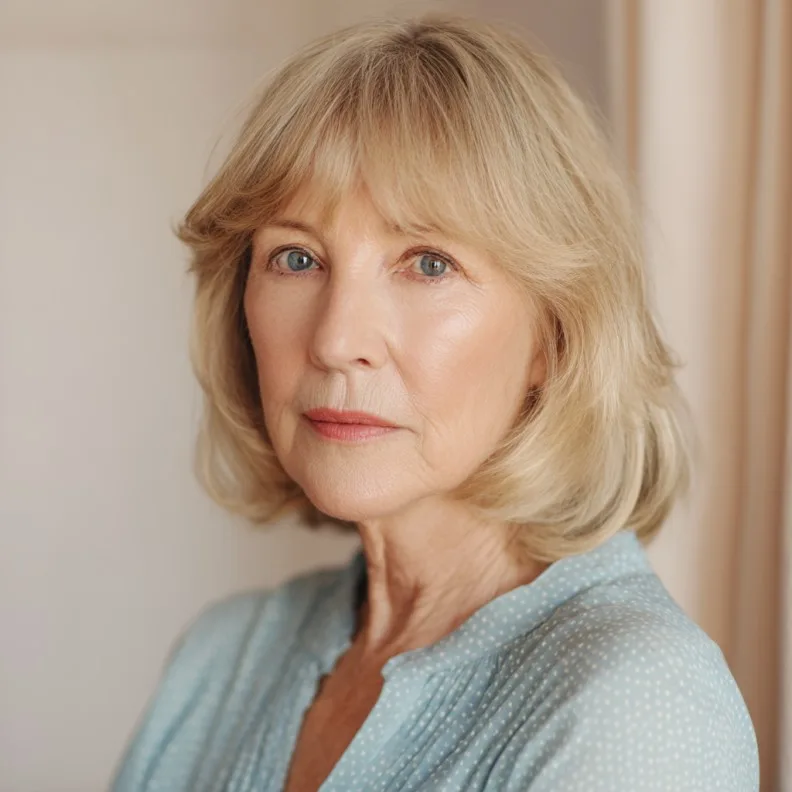 Softly Layered Bob with Gentle Bangs for Timeless Elegance