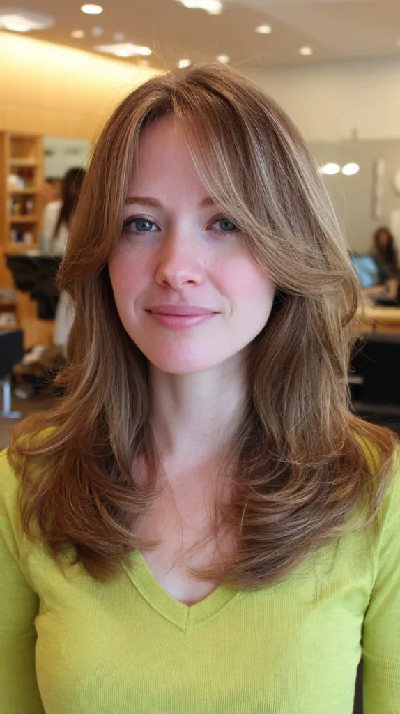 Softly Layered Cut with Flattering Curtain Bangs