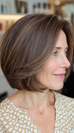 Softly Layered Floating Bob with Gentle Movement