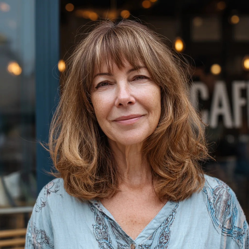 Softly Layered Lob with Chic Bangs