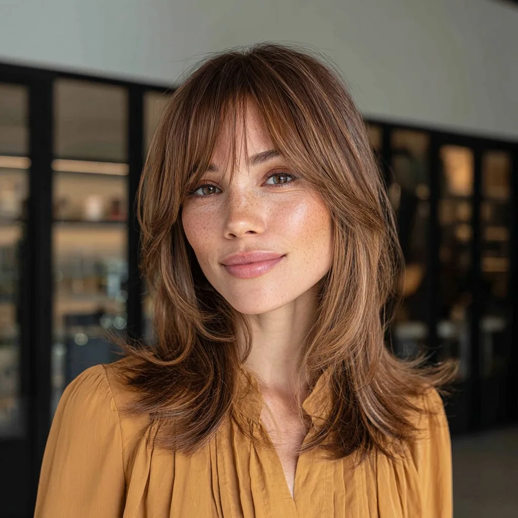 Softly Layered Long Cut with Wispy Bangs