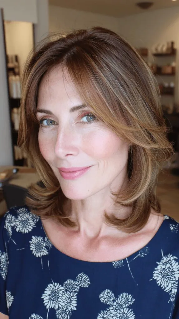 Softly Layered Shoulder-Length Cut with Natural Highlights