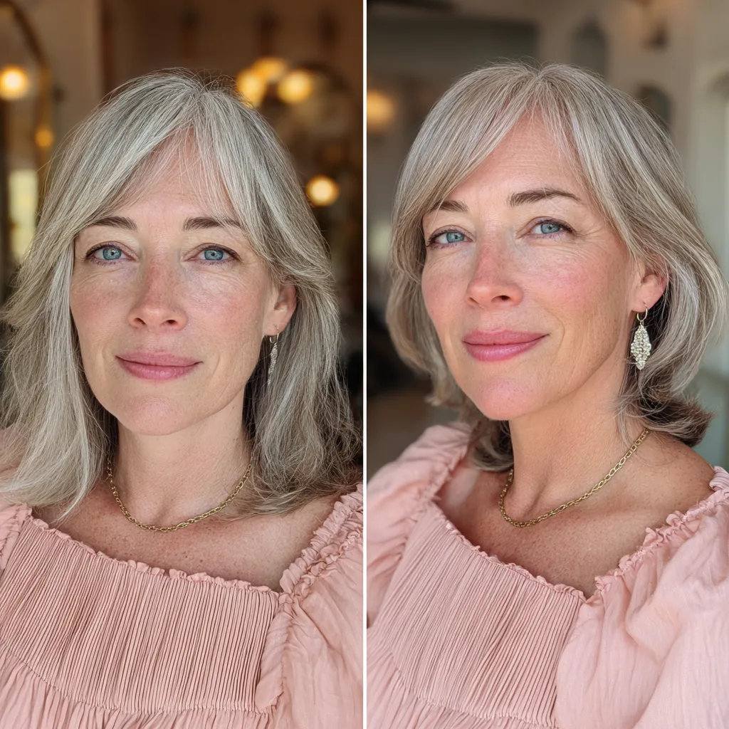 Softly Layered Silver Bob with Effortless Bangs