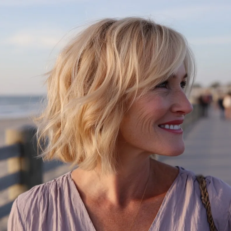 Softly Textured Bob with Bangs for a Fresh Look