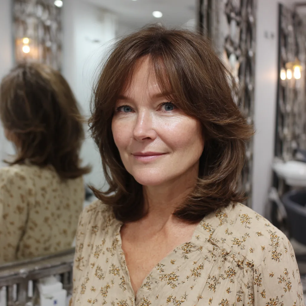 Softly Textured Lob with Layered Bangs