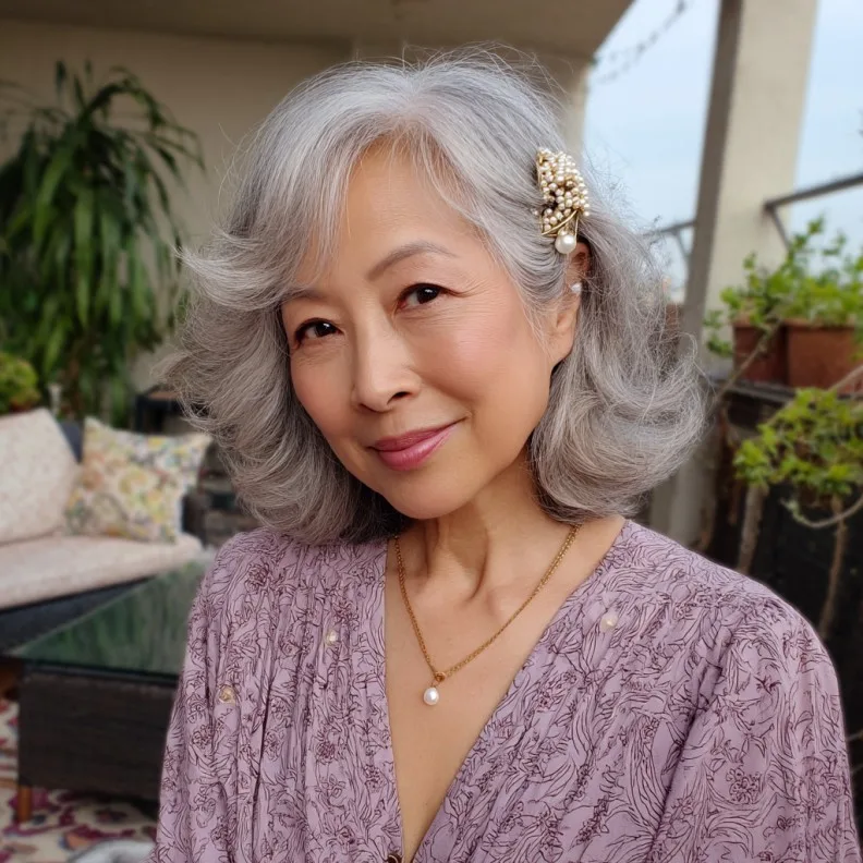 Softly Textured Long Bob with Elegant Waves