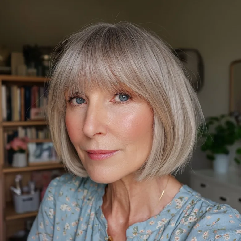 Stylish Blunt Bob with Wispy Bangs