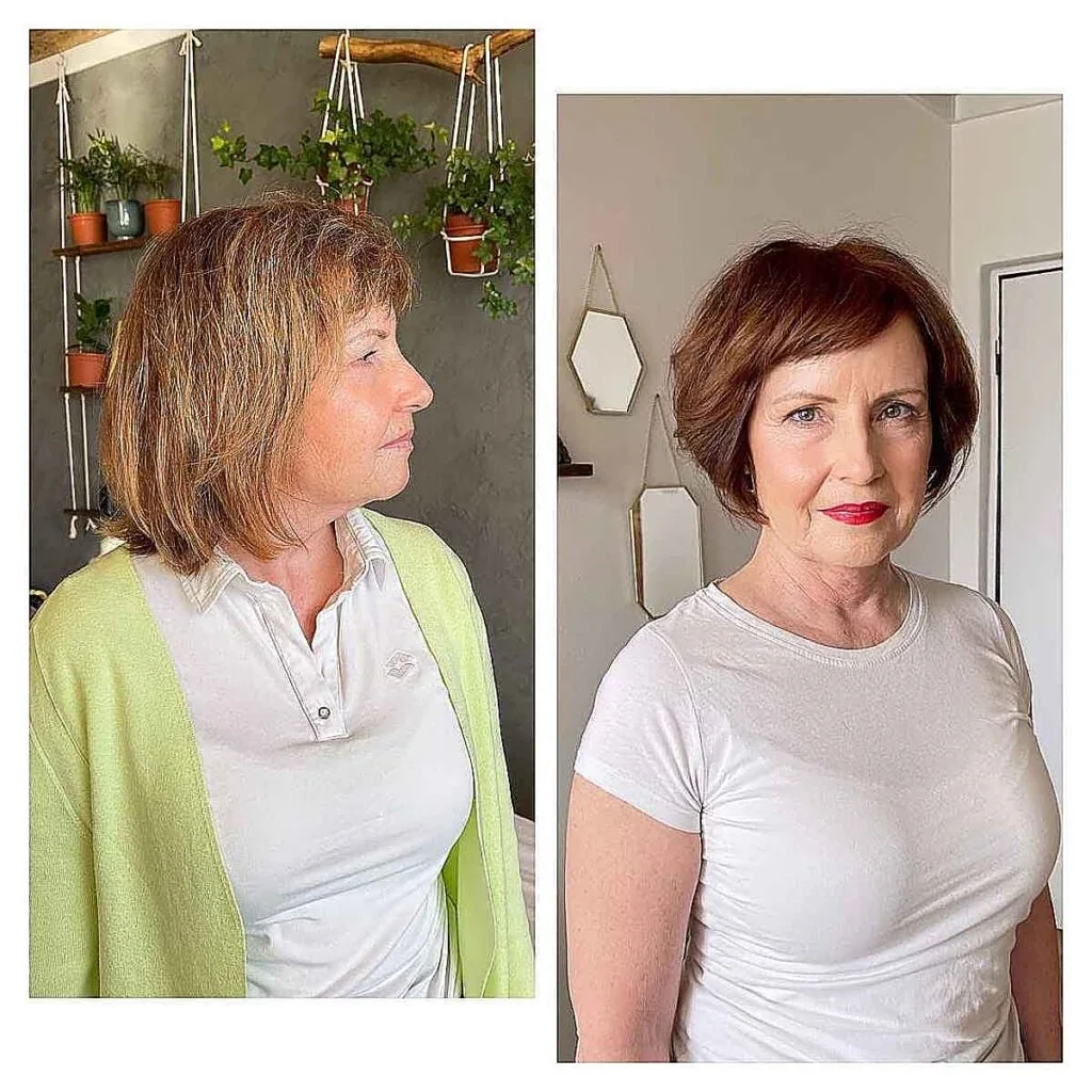 Stylish Bob with Side-Swept Bangs for 60 year olds