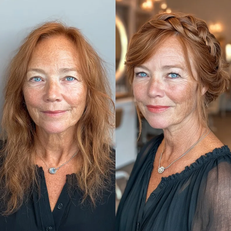 Stylish Braided Updo for Mature Hair