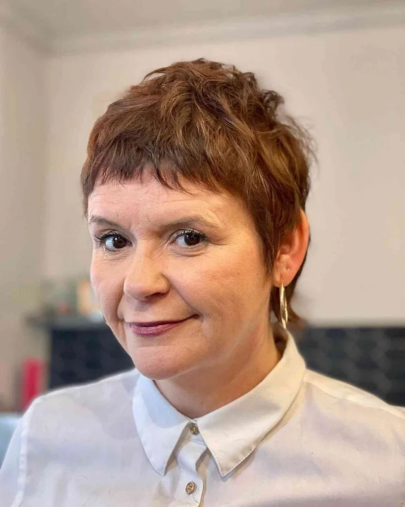 Stylish Choppy Crop for Fine-Haired Women in their 50s