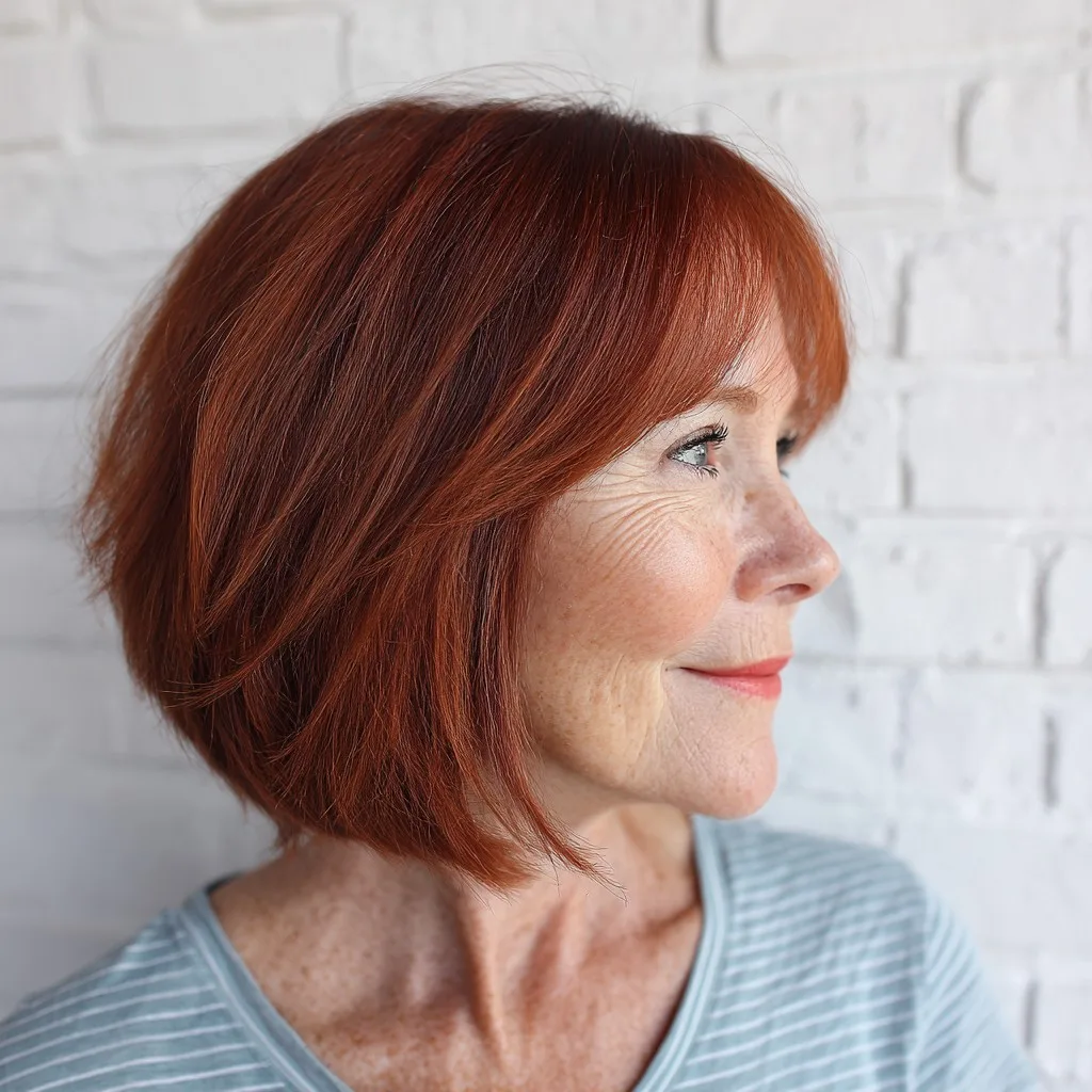Stylish Copper Bob with Subtle Layers