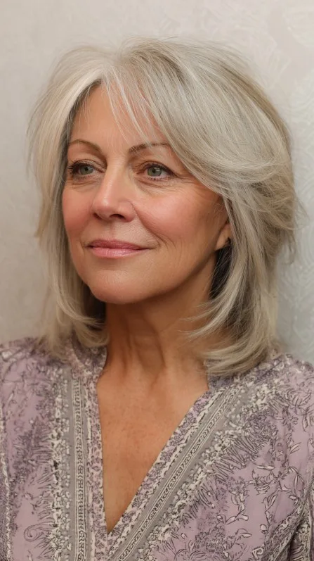 Stylish Feathered Lob with Soft Layers