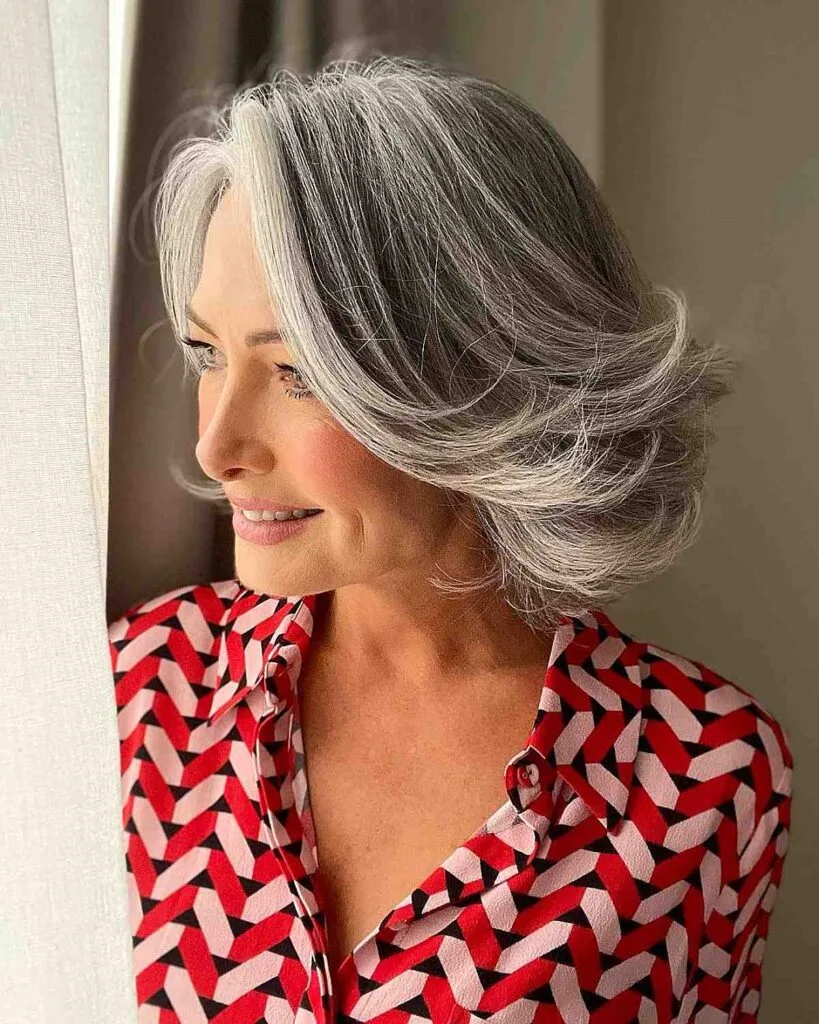 stylish gray bob hairstyle for women in their 50s