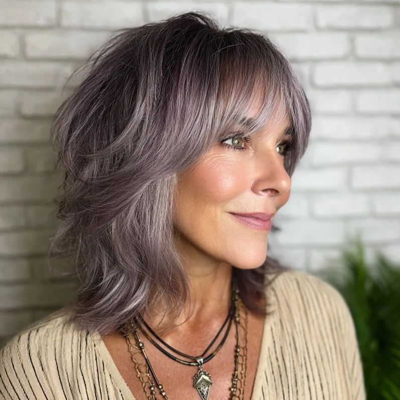 Stylish Layered Cut with Soft Lavender Tones