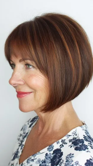 Stylish Layered Floating Bob with Copper Highlights