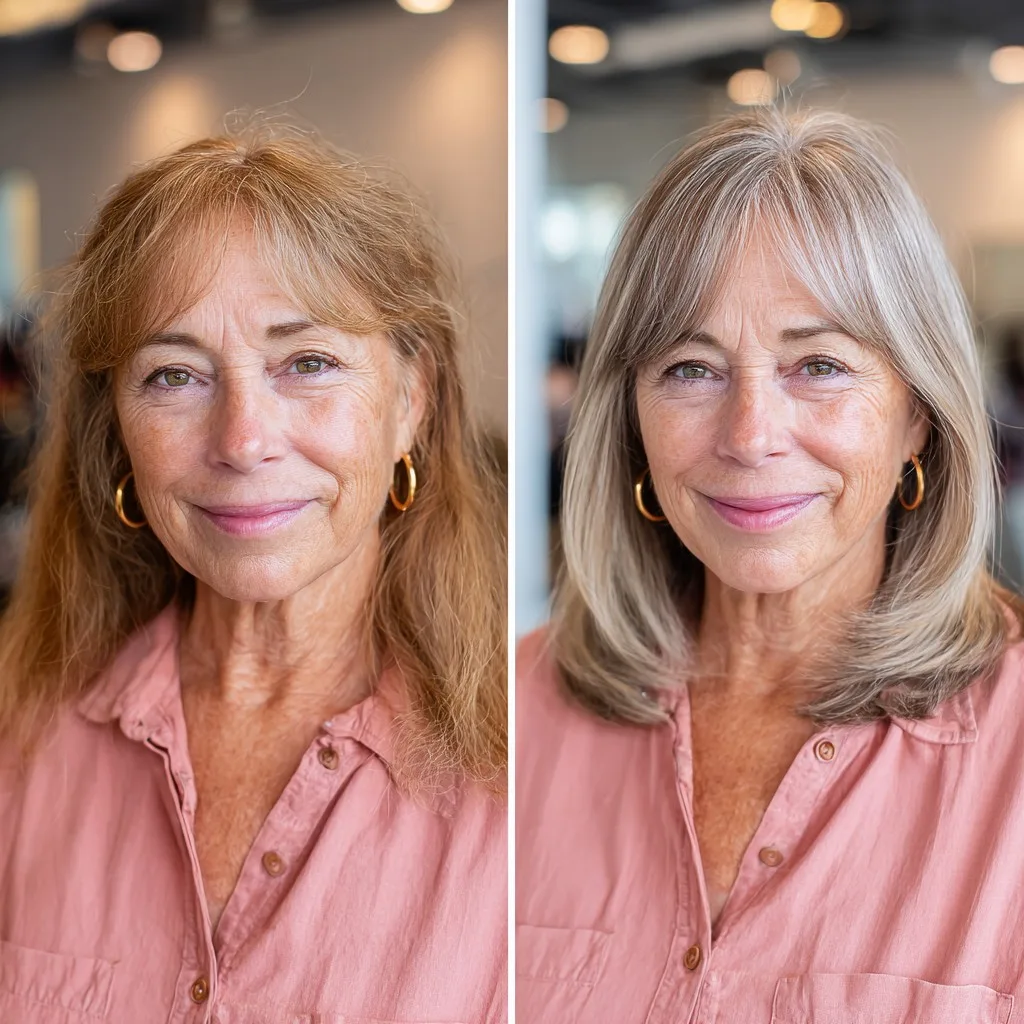Stylish Layered Lob with Curtain Bangs