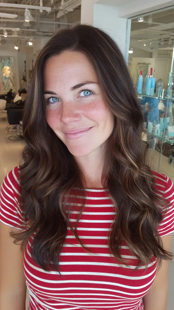 Stylish Long Waves with Rich Chestnut Highlights