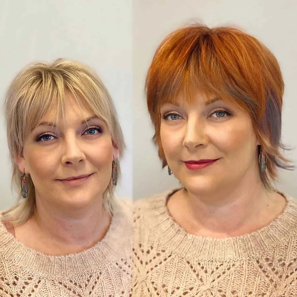 Stylish Pixie Shag with Bangs for Women Over 40 with Fine Hair