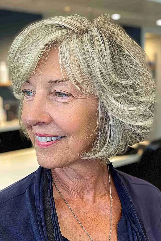 Stylish Short Layered Bob for women over the age of 60