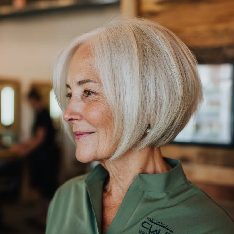 Stylish Silver A-Line Bob with Subtle Layering
