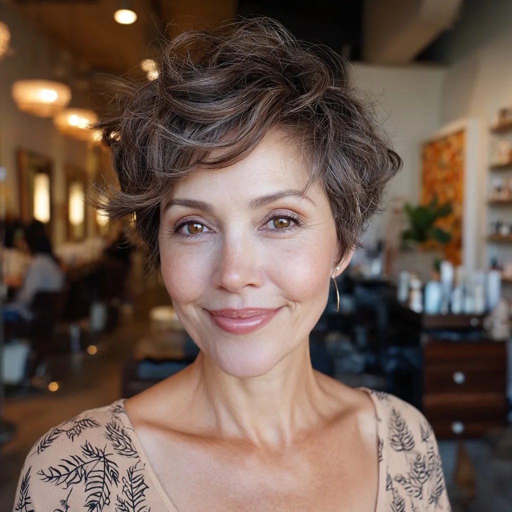 Stylish Softly Touseled Pixie with Natural Volume