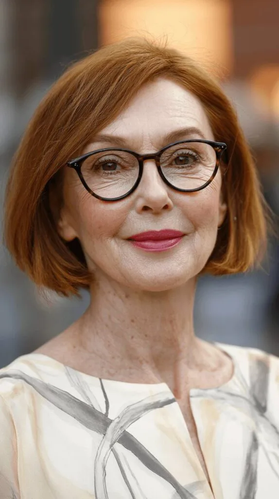 Stylish Textured Bob with Rich Auburn Highlights