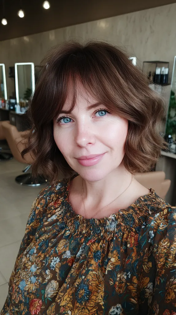 Stylish Textured Bob with Soft Curtain Bangs