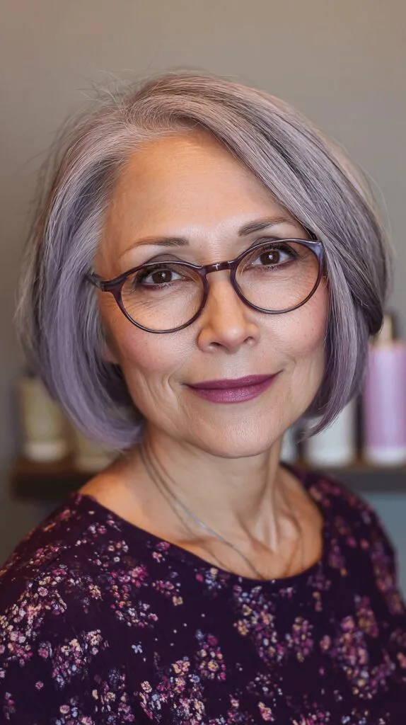 Stylish Textured Bob with Soft Lavender Undertones