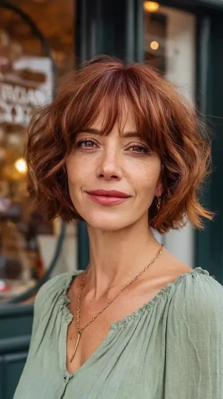 Stylish Textured Ripple Bob with Defined Curls