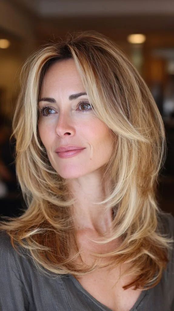 Subtle Sandy Blonde Layer with Playful Curls