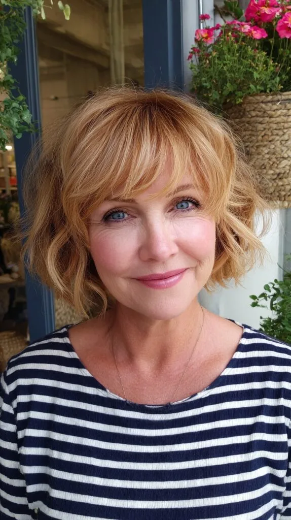 Sun-Kissed Choppy Chin-Length Shag with Feathered Curtain Bangs