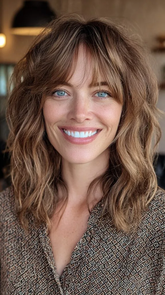 Sun-Kissed Mid-Length Curtain Fringe with Feathered Texture