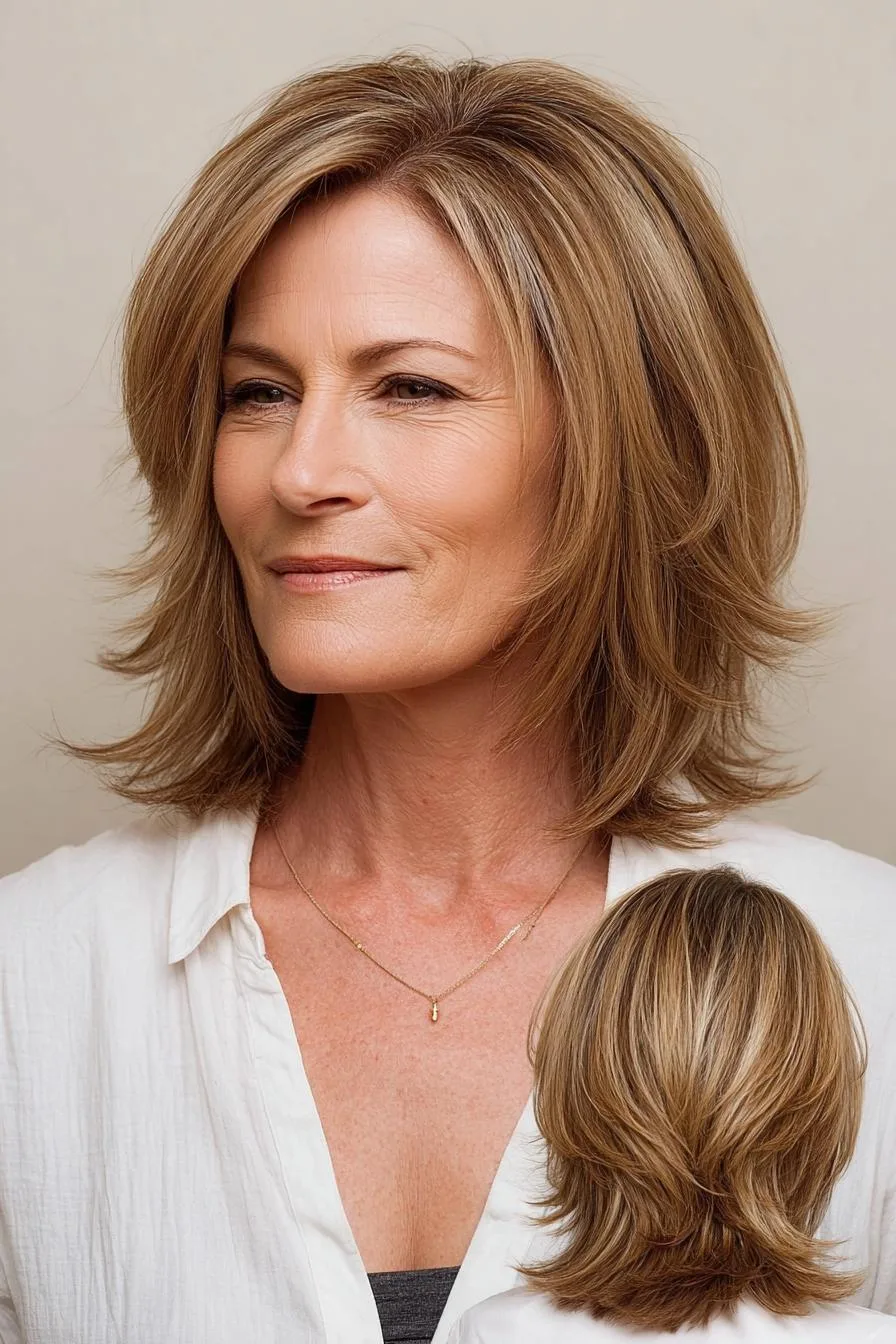 Sunlit Feathered Blonde Layers