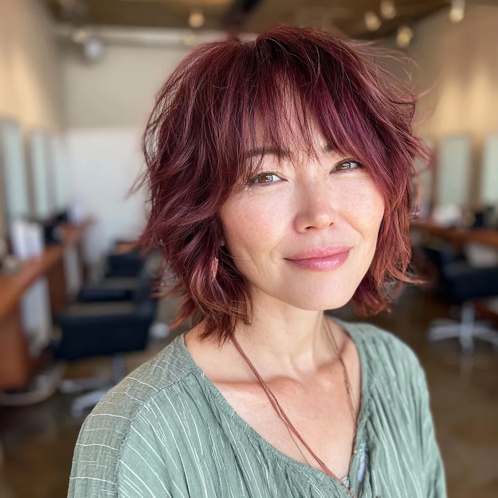 Textured A-Line Bob with Subtle Reddish Tones
