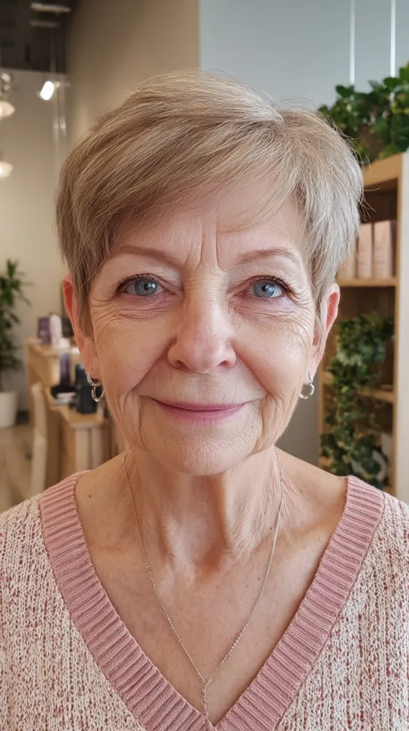 Textured Ash Blonde Pixie Cut with Soft Layers