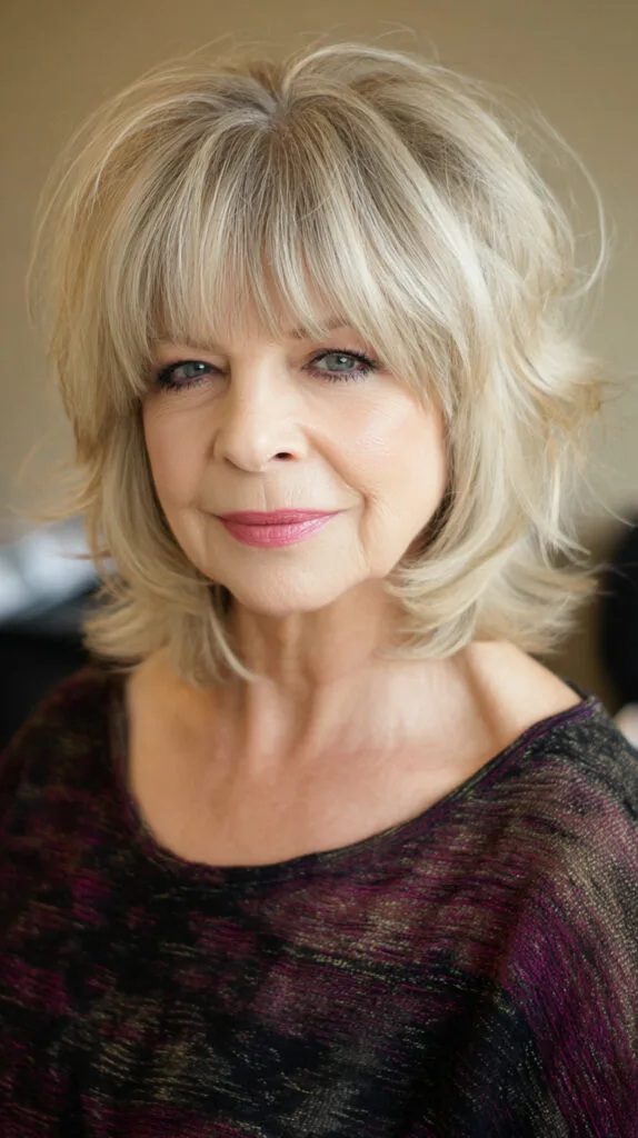Textured Blonde Shag with Bangs