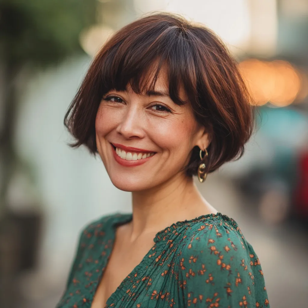 Textured Bob with Gentle Bangs and Subtle Lift