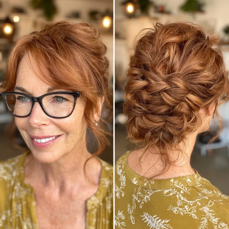 Textured Braided Updo with Soft Curls