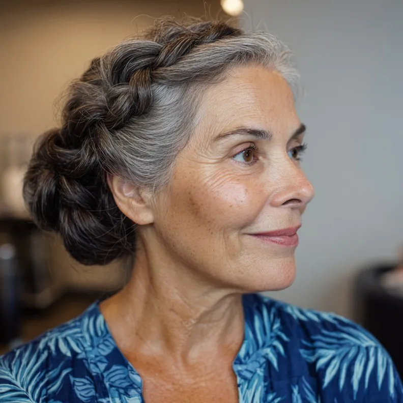 Textured Braided Updo with Soft Highlights