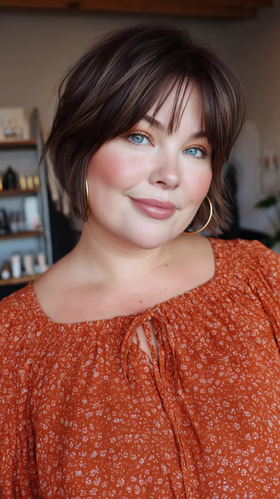 Textured Brunette Bob with Subtle Highlights