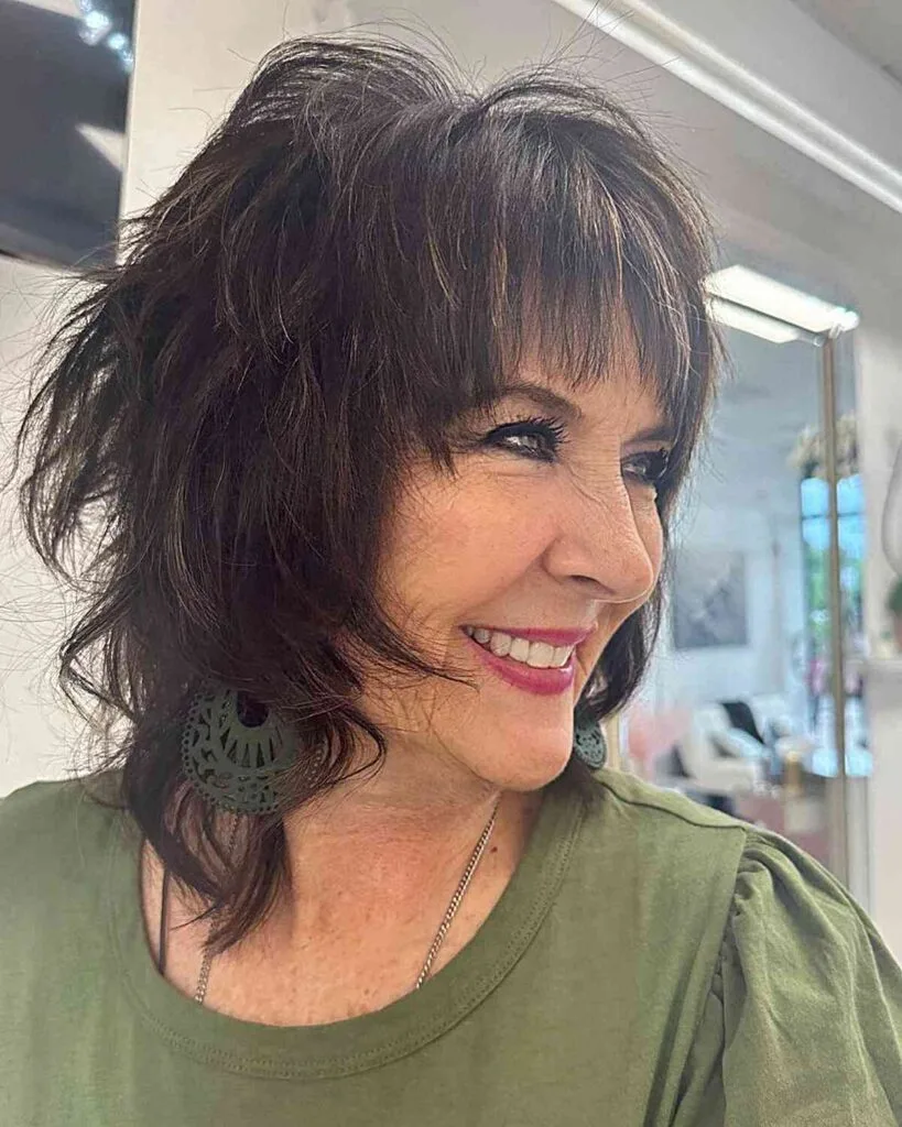 Textured Butterfly Hairstyle for Older Women with mid-length hair
