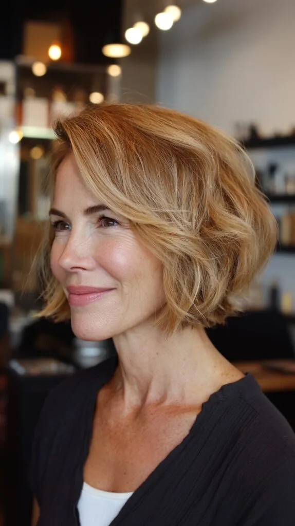 Textured Chin-Length Bob with Soft Waves