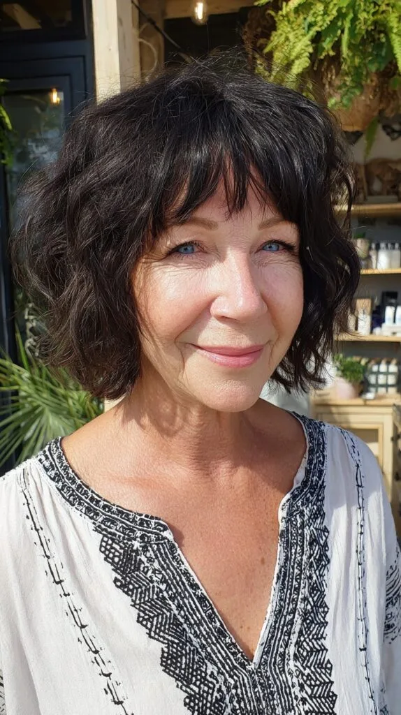 Textured Chin-Length Shag Bob with Feathered Fringe