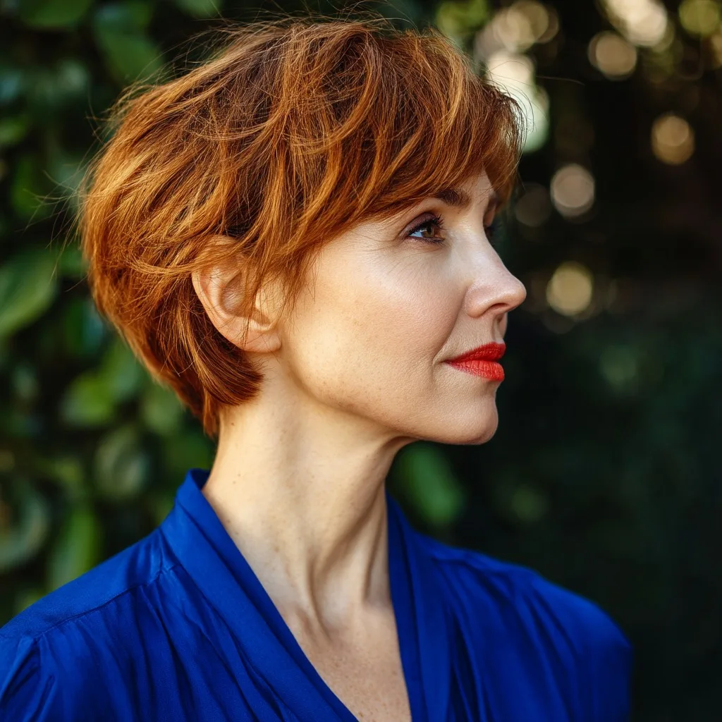 Textured Copper Pixie Bob with Soft Volume