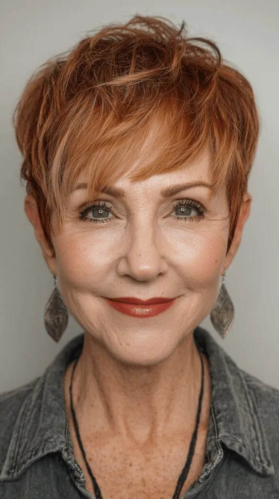 Textured Copper Pixie with Soft Layers