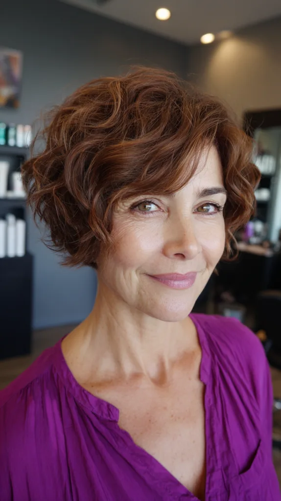 Textured Curly Bob with Soft Face Framing
