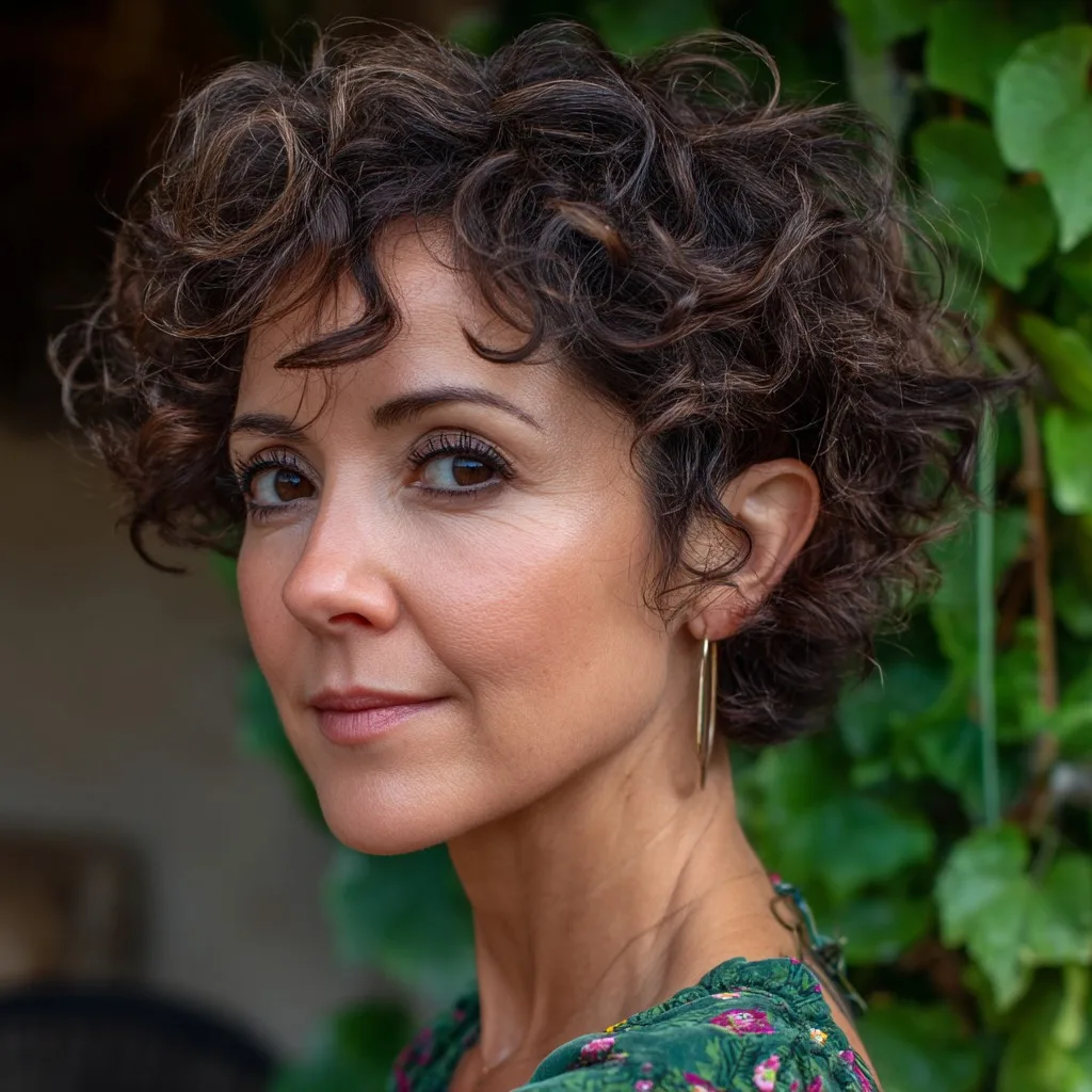 Textured Curly Pixie Cut with Defined Shape