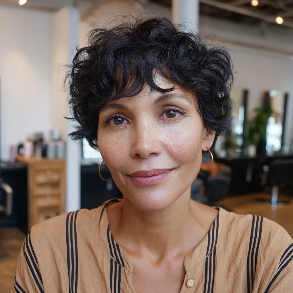 Textured Curly Pixie Cut