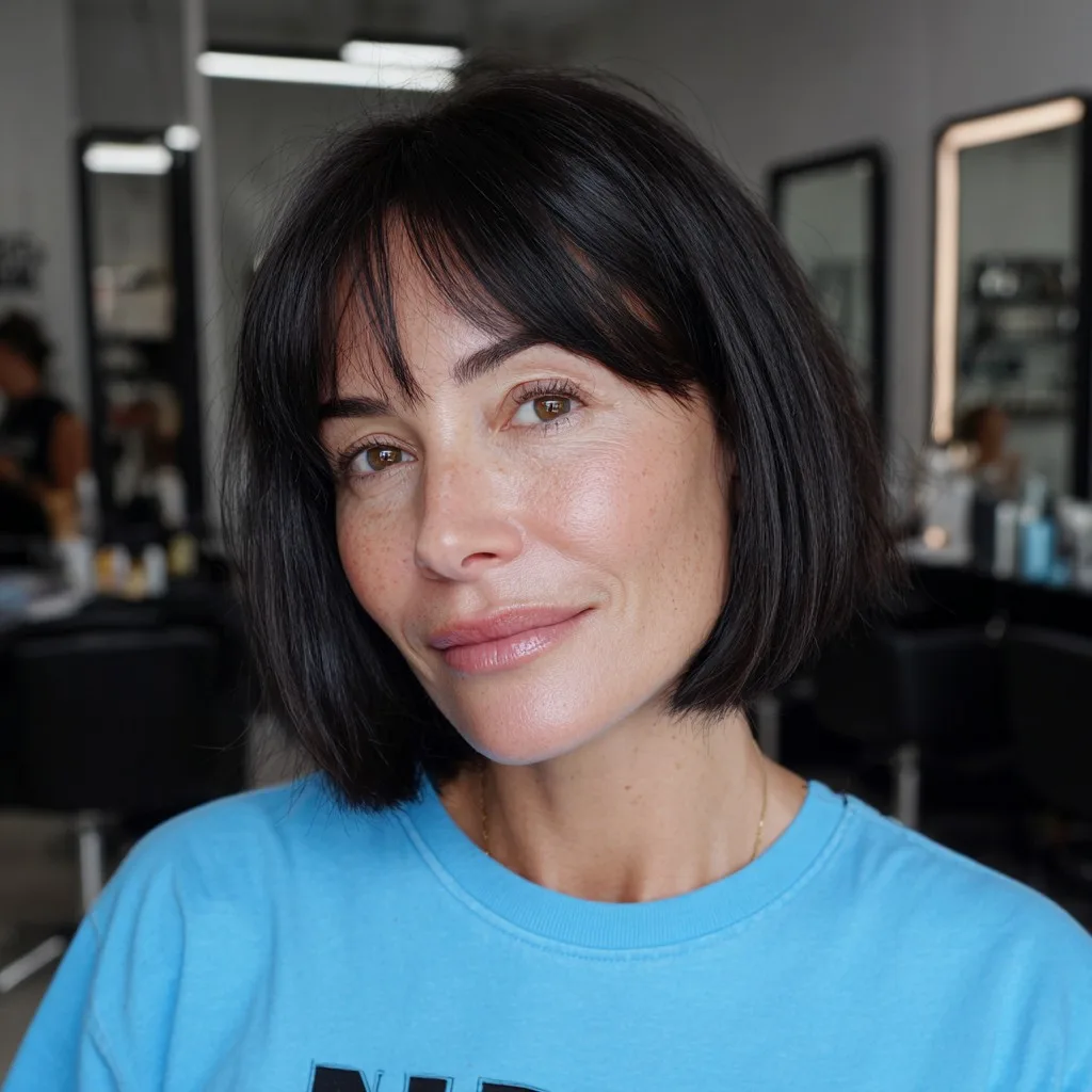 Textured Curtain Bob with Soft Bangs