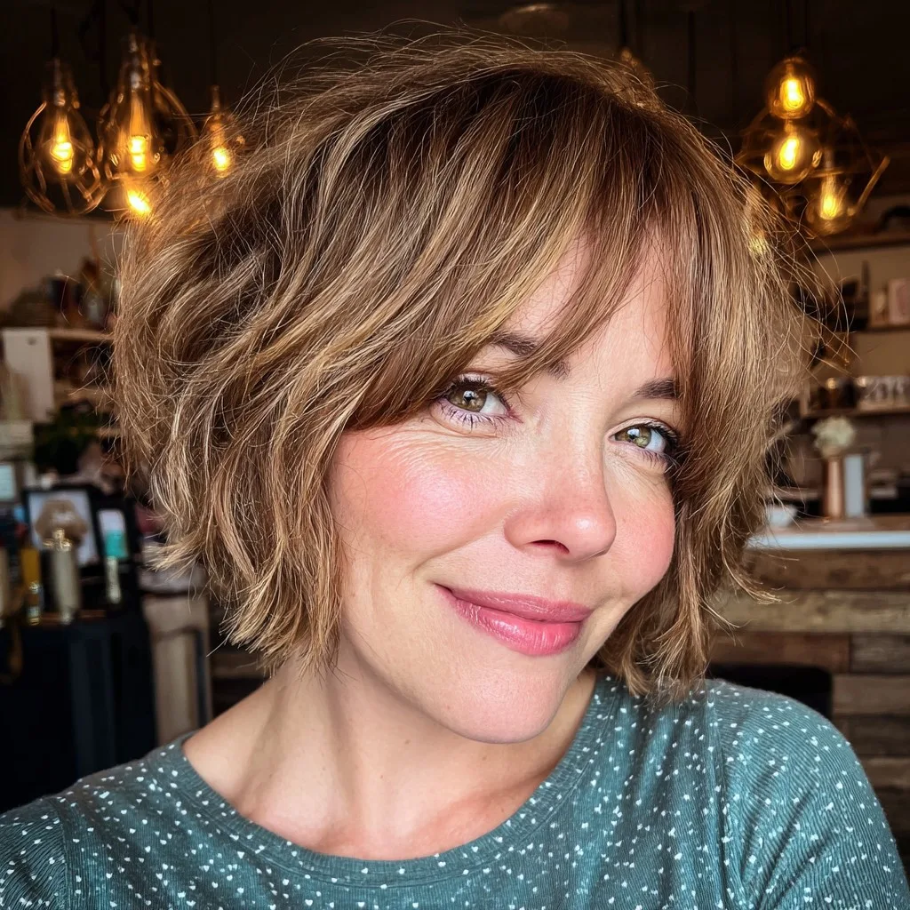 Textured Curtain Bob with Subtle Face-Framing Layers